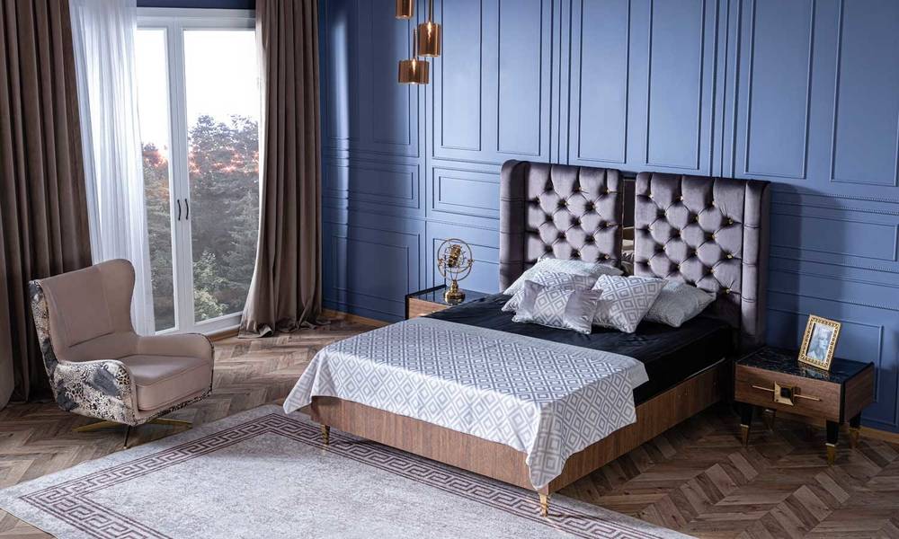 Paris Ceviz Art Deco Yatak Odası Takımı