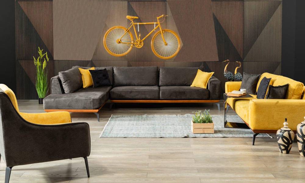 Sofa Best Sarı Modern Köşe Koltuk Takımı