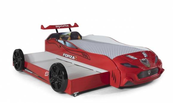 Evmoda Mobilya - Forza Kırmızı Yavrulu Arabalı Karyola (1)